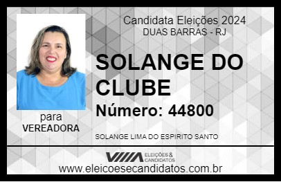 Candidato SOLANGE DO CLUBE 2024 - DUAS BARRAS - Eleições