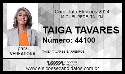 Candidato TAIGA TAVARES 2024 - MIGUEL PEREIRA - Eleições