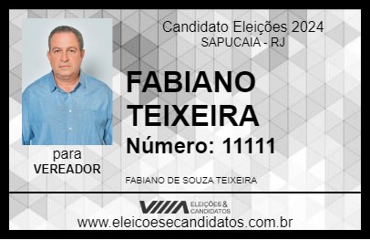 Candidato FABIANO TEIXEIRA 2024 - SAPUCAIA - Eleições