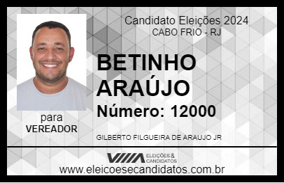 Candidato BETINHO ARAÚJO 2024 - CABO FRIO - Eleições