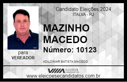 Candidato MAZINHO MACEDO 2024 - ITALVA - Eleições