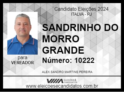 Candidato SANDRINHO DO MORRO GRANDE 2024 - ITALVA - Eleições