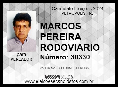 Candidato MARCOS PEREIRA RODOVIARIO 2024 - PETRÓPOLIS - Eleições