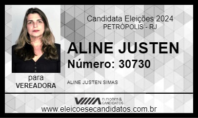 Candidato ALINE JUSTEN 2024 - PETRÓPOLIS - Eleições