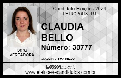 Candidato CLAUDIA BELLO 2024 - PETRÓPOLIS - Eleições