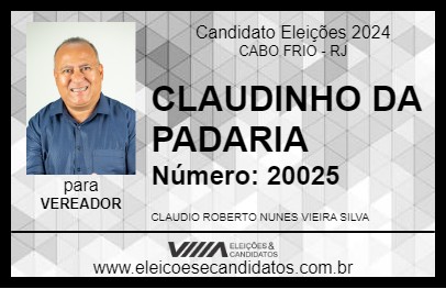 Candidato CLAUDINHO DA PADARIA 2024 - CABO FRIO - Eleições