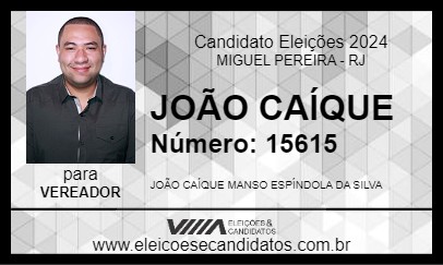 Candidato JOÃO CAÍQUE 2024 - MIGUEL PEREIRA - Eleições