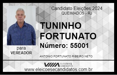 Candidato TUNINHO FORTUNATO 2024 - QUEIMADOS - Eleições