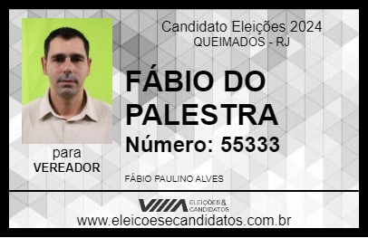 Candidato FÁBIO DO PALESTRA 2024 - QUEIMADOS - Eleições