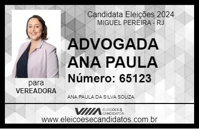 Candidato ADVOGADA ANA PAULA 2024 - MIGUEL PEREIRA - Eleições