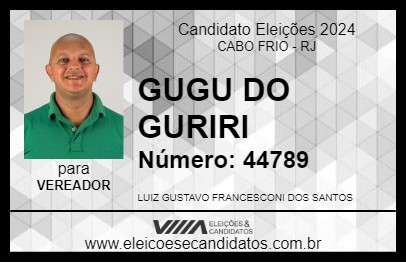 Candidato GUGU DO GURIRI 2024 - CABO FRIO - Eleições