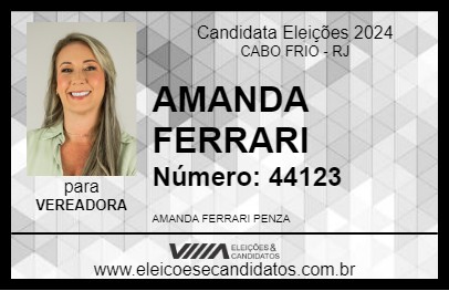 Candidato AMANDA FERRARI 2024 - CABO FRIO - Eleições