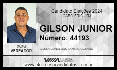 Candidato GILSON JUNIOR 2024 - CABO FRIO - Eleições