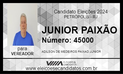 Candidato JUNIOR PAIXÃO 2024 - PETRÓPOLIS - Eleições