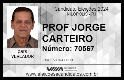 Candidato PROF JORGE CARTEIRO 2024 - NILÓPOLIS - Eleições