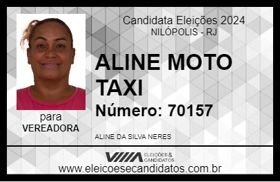 Candidato ALINE MOTO TAXI 2024 - NILÓPOLIS - Eleições