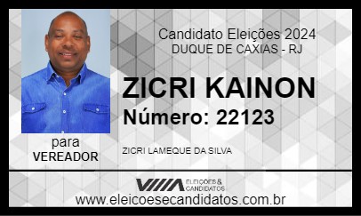 Candidato ZICRI KAINON 2024 - DUQUE DE CAXIAS - Eleições