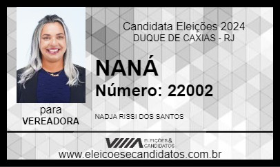 Candidato NANÁ 2024 - DUQUE DE CAXIAS - Eleições