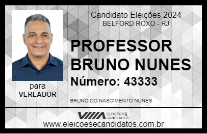 Candidato PROFESSOR BRUNO NUNES 2024 - BELFORD ROXO - Eleições