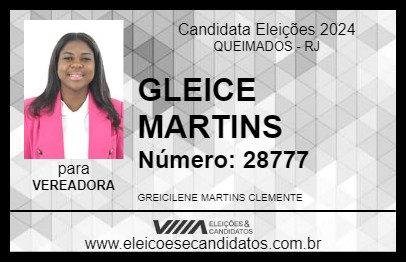 Candidato GLEICE MARTINS 2024 - QUEIMADOS - Eleições