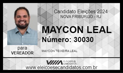 Candidato MAYCON LEAL 2024 - NOVA FRIBURGO - Eleições