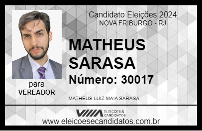 Candidato MATHEUS SARASA 2024 - NOVA FRIBURGO - Eleições