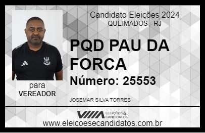 Candidato PQD PAU DA FORCA 2024 - QUEIMADOS - Eleições