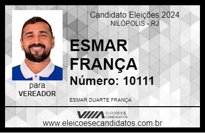 Candidato ESMAR FRANÇA 2024 - NILÓPOLIS - Eleições