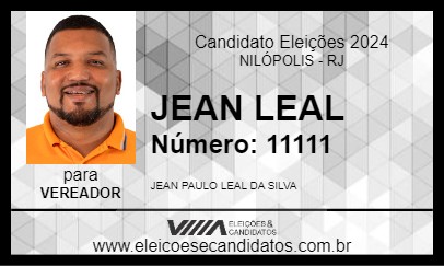 Candidato JEAN LEAL 2024 - NILÓPOLIS - Eleições