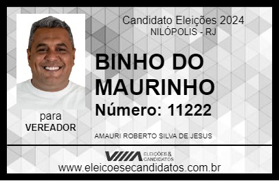 Candidato BINHO DO MAURINHO 2024 - NILÓPOLIS - Eleições