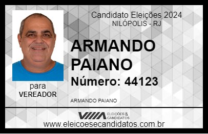 Candidato ARMANDO PAIANO 2024 - NILÓPOLIS - Eleições