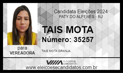 Candidato TAIS MOTA 2024 - PATY DO ALFERES - Eleições