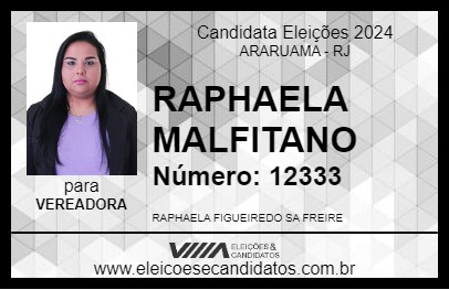 Candidato RAPHAELA MALFITANO 2024 - ARARUAMA - Eleições