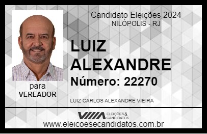 Candidato LUIZ ALEXANDRE 2024 - NILÓPOLIS - Eleições