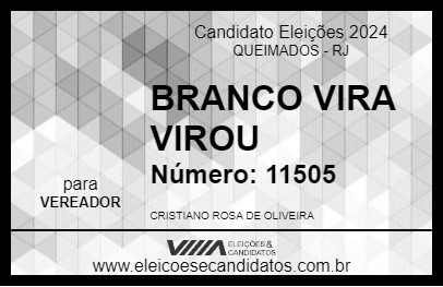 Candidato BRANCO VIRA VIROU 2024 - QUEIMADOS - Eleições