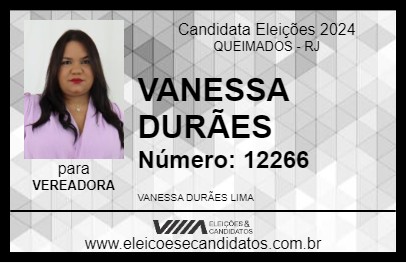 Candidato VANESSA DURÃES 2024 - QUEIMADOS - Eleições