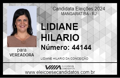 Candidato LIDIANE HILARIO 2024 - MANGARATIBA - Eleições