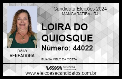 Candidato LOIRA DO QUIOSQUE 2024 - MANGARATIBA - Eleições