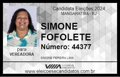 Candidato SIMONE FOFOLETE 2024 - MANGARATIBA - Eleições