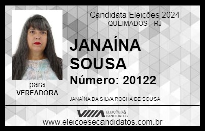 Candidato JANAÍNA SOUSA 2024 - QUEIMADOS - Eleições