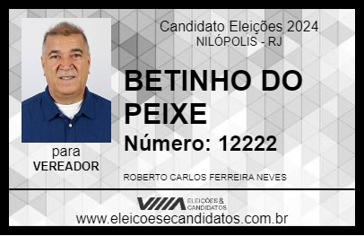 Candidato BETINHO DO PEIXE 2024 - NILÓPOLIS - Eleições