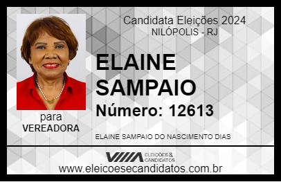 Candidato ELAINE SAMPAIO 2024 - NILÓPOLIS - Eleições