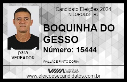 Candidato BOQUINHA DO GESSO 2024 - NILÓPOLIS - Eleições