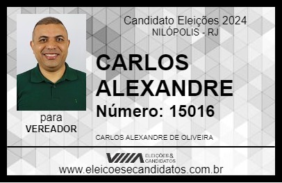 Candidato CARLOS ALEXANDRE 2024 - NILÓPOLIS - Eleições