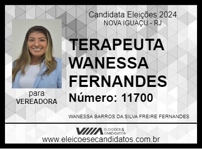 Candidato TERAPEUTA WANESSA FERNANDES 2024 - NOVA IGUAÇU - Eleições