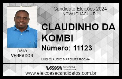 Candidato CLAUDINHO DA KOMBI 2024 - NOVA IGUAÇU - Eleições