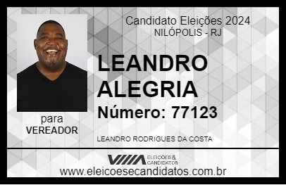 Candidato LEANDRO ALEGRIA 2024 - NILÓPOLIS - Eleições