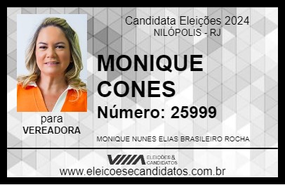 Candidato MONIQUE CONES 2024 - NILÓPOLIS - Eleições