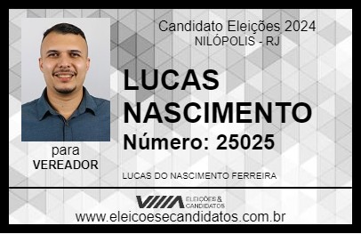 Candidato LUCAS NASCIMENTO 2024 - NILÓPOLIS - Eleições