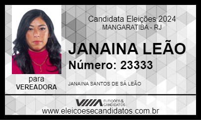 Candidato JANAINA LEÃO 2024 - MANGARATIBA - Eleições